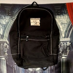 True Religion Backpack Black M Travel Luggage Side-Pocket Mesh Back Top Handle